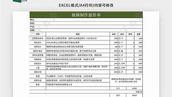 視頻制作報(bào)價(jià)表（視頻制作報(bào)價(jià)表格）